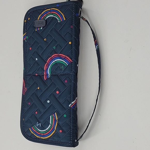Lug Navy Quilted Cosmetic Brush Holder/Wristlet with Rainbow Accents NWOT - Picture 2 of 15